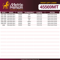 Metrix Premium Front Left Lower Control Arm Bushing 45569MT OEM fit spare parts