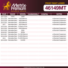 Metrix Premium Front Right Lower Control Arm and Ball Joint Assembly 46149MT OEM fit spare parts