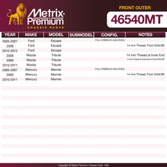 Metrix Premium Front Outer Tie Rod End 46540MT OEM fit spare parts