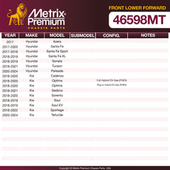 Metrix Premium Chassis Parts Front Lower Forward Control Arm Bushing 46598MT OEM fit auto parts