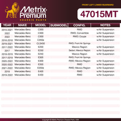 Metrix Premium Chassis Parts Front Left Lower Rearward Control Arm and Ball Joint Assembly 47015MT aftermarket car parts