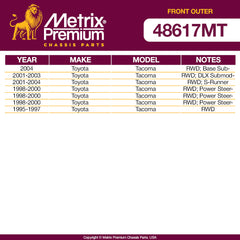 Metrix Premium Front Outer Tie Rod End 48617MT OEM fit auto parts fitment compability