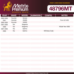 Metrix Premium Chassis Parts Front Lower Inner Rearward Control Arm Bushing 48796MT aftermarket car parts