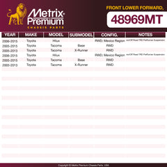 Metrix Premium Chassis Parts Front Lower Forward Control Arm Bushing 48969MT OEM fit auto parts