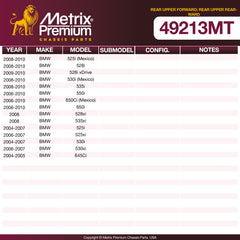 Metrix Premium Chassis Parts Rear Upper Forward; Rear Upper Rearward Subframe Bushing 49213MT aftermarket car parts