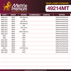 Metrix Premium Chassis Parts Rear Lower Forward Subframe Bushing 49214MT OEM fit auto parts