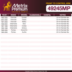 Metrix Premium Chassis Parts Front To Control Arm Stabilizer Bar Bushing Kit 49245MP OEM fit auto parts