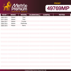 Metrix Premium Chassis Parts Front Stabilizer Bar Bushing Kit 49769MP OEM fit auto parts