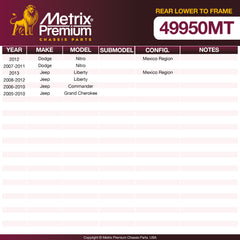 Metrix Premium Chassis Parts Rear Lower To Frame Control Arm Bushing 49950MT OEM fit auto parts