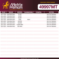 Metrix Premium Chassis Parts Rear Right Upper Forward Control Arm 49997MT OEM fit auto parts