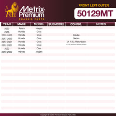 Metrix Premium Chassis Parts Front Left Outer Tie Rod End 50129MT aftermarket car parts