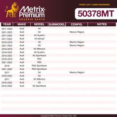 Metrix Premium Chassis Parts Front Left Lower Rearward Control Arm and Ball Joint Assembly 50378MT aftermarket car parts