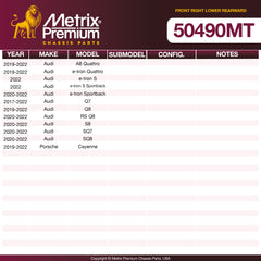 Metrix Premium Chassis Parts Front Right Lower Rearward Control Arm And Ball Joint Assembly 50490MT aftermarket car parts