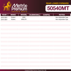 Metrix Premium Chassis Parts Rear Lower Forward Lateral Arm and Ball Joint Assembly 50540MT aftermarket car parts