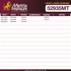 Metrix Premium Chassis Parts Front Lower Forward Control Arm Bushing 52935MT aftermarket car parts