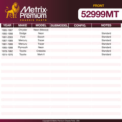 Metrix Premium Front Stabilizer Bar Link 52999MT OEM fit spare parts