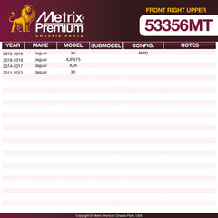 Metrix Premium Chassis Parts Front Right Upper Control Arm and Ball Joint Assembly 53356MT OEM fit auto parts