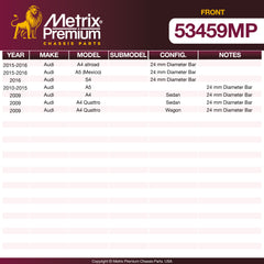 Metrix Premium Chassis Parts Front Stabilizer Bar Bushing Kit 53459MP OEM fit auto parts