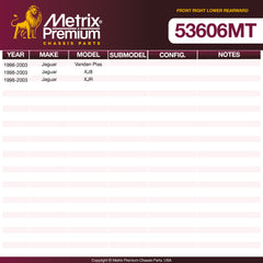Metrix Premium Chassis Parts Front Right Lower Rearward Control Arm and Ball Joint Assembly 53606MT OEM fit auto parts
