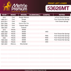 Metrix Premium Chassis Parts Front Left Lower Control Arm and Ball Joint Assembly 53626MT OEM fit auto parts