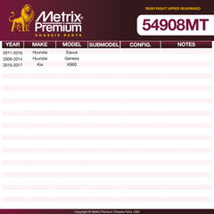 Metrix Premium Chassis Parts Rear Right Upper Rearward Control Arm and Ball Joint Assembly 54908MT OEM fit auto parts