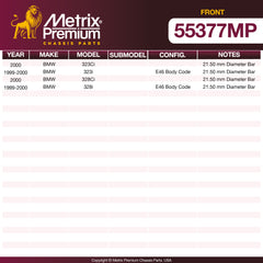 Metrix Premium Chassis Parts Front Stabilizer Bar Bushing Kit 55377MP aftermarket car parts