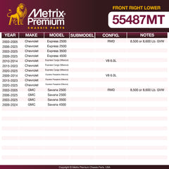 Metrix Premium Front Right Lower Control Arm and Ball Joint Assembly 55487MT OEM fit spare parts