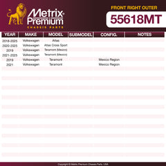 Metrix Premium Chassis Parts Front Right Outer Tie Rod End 55618MT aftermarket car parts
