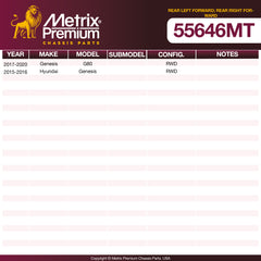 Metrix Premium Chassis Parts Rear Left Forward; Rear Right Forward Control Arm and Ball Joint Assembly 55646MT OEM fit auto parts