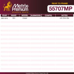 Metrix Premium Chassis Parts Rear To Frame Stabilizer Bar Bushing Kit 55707MP OEM fit auto parts