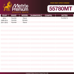 Metrix Premium Chassis Parts Front Right Upper Forward Control Arm and Ball Joint Assembly 55780MT OEM fit auto parts
