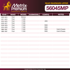 Metrix Premium Chassis Parts Rear Rearward Upper Control Arm Bushing 56045MP aftermarket car parts