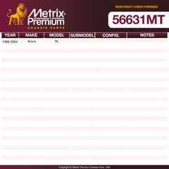 Metrix Premium Chassis Parts Rear Right Lower Forward Control Arm and Ball Joint Assembly 56631MT OEM fit auto parts