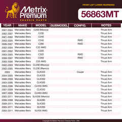 Metrix Premium Chassis Parts Front Left Lower Rearward Control Arm And Ball Joint Assembly 56863MT aftermarket car parts