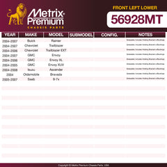 Metrix Premium Chassis Parts Front Left Lower Control Arm and Ball Joint Assembly 56928MT OEM fit auto parts