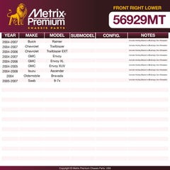 Metrix Premium Chassis Parts Front Right Lower Control Arm and Ball Joint Assembly 56929MT OEM fit auto parts