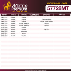 Metrix Premium Front Right Lower Control Arm and Ball Joint Assembly 57728MT OEM fit spare parts