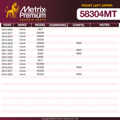 Metrix Premium Chassis Parts Front Left Upper Control Arm and Ball Joint Assembly 58304MT aftermarket car parts