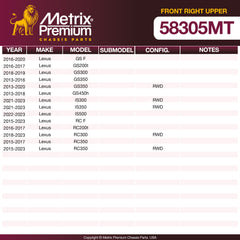 Metrix Premium Chassis Parts Front Right Upper Control Arm and Ball Joint Assembly 58305MT aftermarket car parts