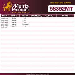 Metrix Premium Chassis Parts Front Right Lower Rearward Control Arm and Ball Joint Assembly 58352MT OEM fit auto parts