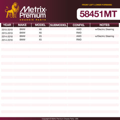 Metrix Premium Chassis Parts Front Left Lower Forward Control Arm And Ball Joint Assembly 58451MT aftermarket car parts