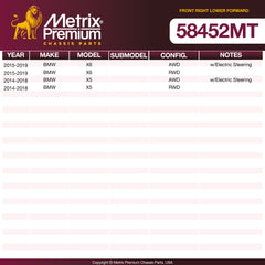 Metrix Premium Chassis Parts Front Right Lower Forward Control Arm And Ball Joint Assembly 58452MT aftermarket car parts