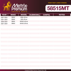 Metrix Premium Chassis Parts Front Right Lower Forward Control Arm and Ball Joint Assembly 58515MT OEM fit auto parts