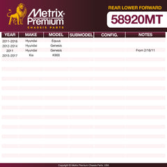 Metrix Premium Chassis Parts Rear Lower Forward Control Arm and Ball Joint Assembly 58920MT OEM fit auto parts