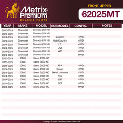 Metrix Premium Chassis Parts Front Upper Control Arm and Ball Joint Assembly 62025MT OEM fit auto parts