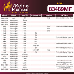Metrix Premium Rear Disc Brake Rotor 83489MF OEM fit spare parts