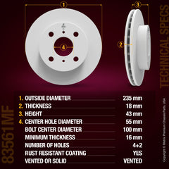 Metrix Premium Chassis Parts Front Disc Brake Rotor Kit 92182MT OEM fit auto parts