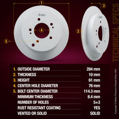 Metrix Premium brake rotors meet or exceed OEM standards for smooth, vibration-free braking.