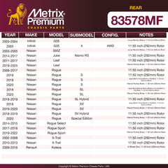 Metrix Premium Rear Disc Brake Rotor 83578MF OEM fit spare parts