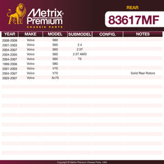 Metrix Premium Rear Disc Brake Rotor 83617MF OEM fit spare parts